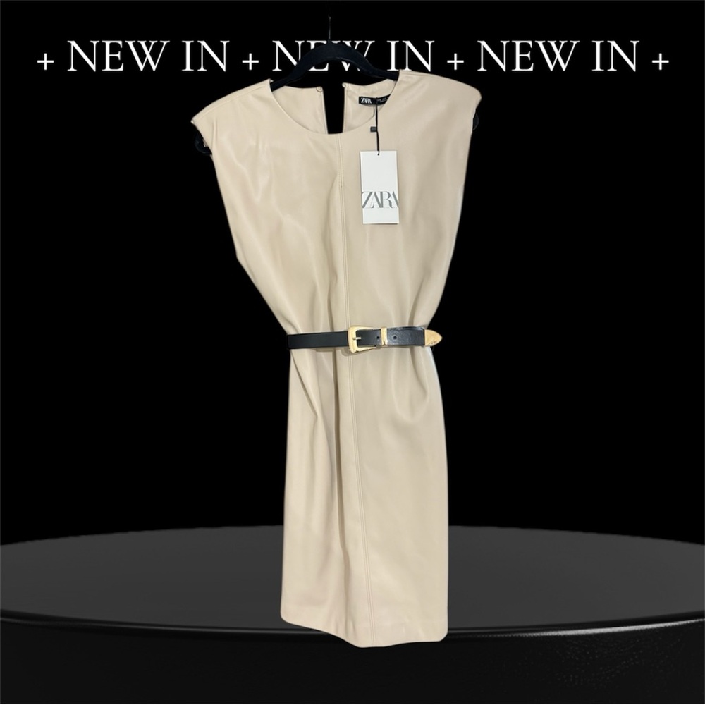 Zara Cream Peplum Midi Dress Sleeveless Sheath